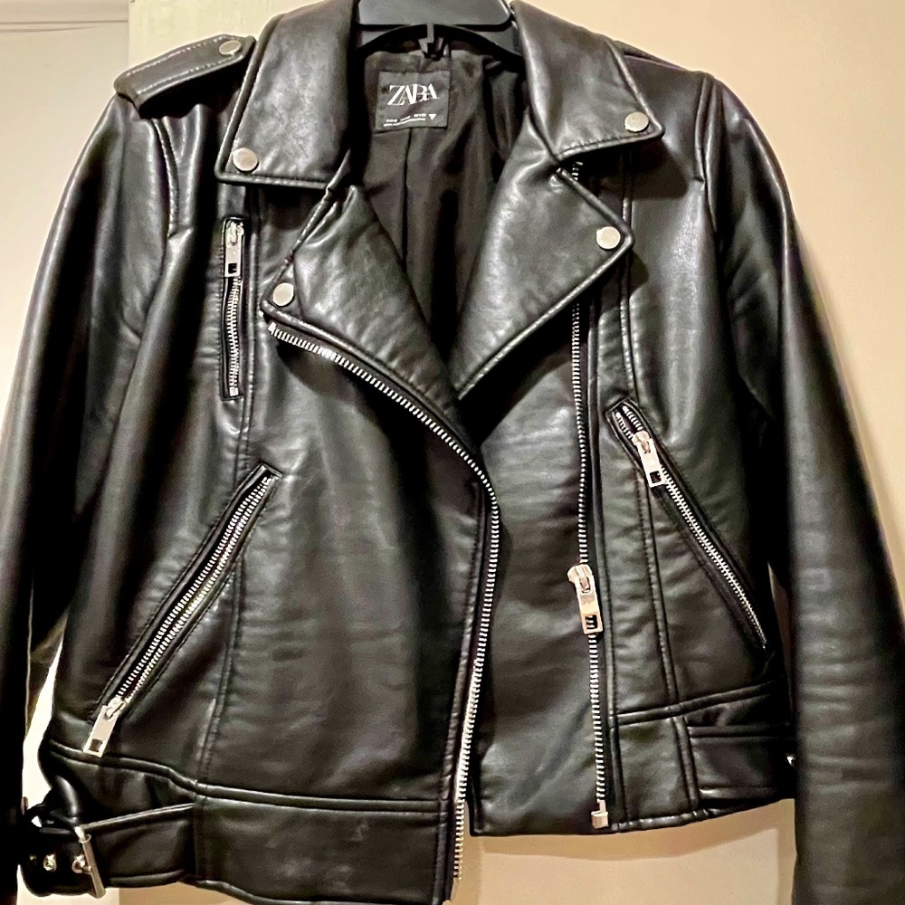ZARA Faux Leather Crop Biker Jacket